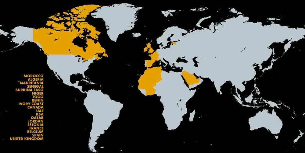 Carte du monde - présence internationale